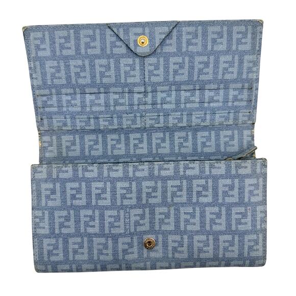 Fendi Zucca FF Jacquard in Shades of Blue Long Wallet (Denim) - Picture 2 of 16